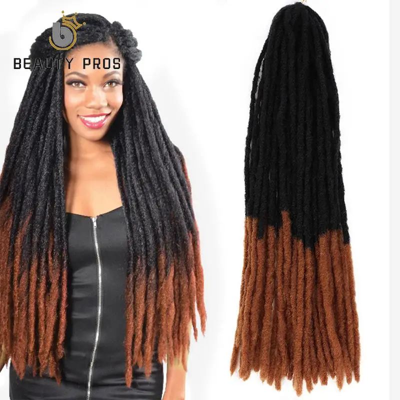 

18 дюймов Ombre Dreadlocs, искусственные локоны, вязаные косички, страшный замок, синтетические плетеные волосы для женщин