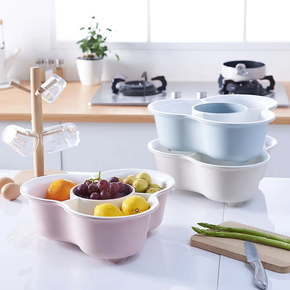 L двухслойная корзина для мойки фруктов и овощей полка фильтра мытья горячим