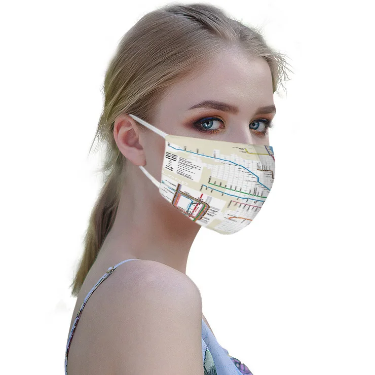 Map Of Chicago Railway Layout Printed Face Mask Anti-dust Masks with 2 Filter Boys Girl Men for Cycling Traveling Dropshipping | Аксессуары