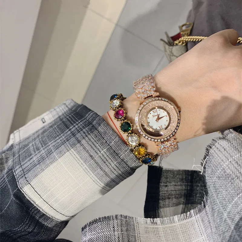 Women Watches Lady Quartz Watch Luxury Brand Full Rhinestone Diamond Wristwatches Girls Female  Quicksand Crystal Watch 4 Colors enlarge