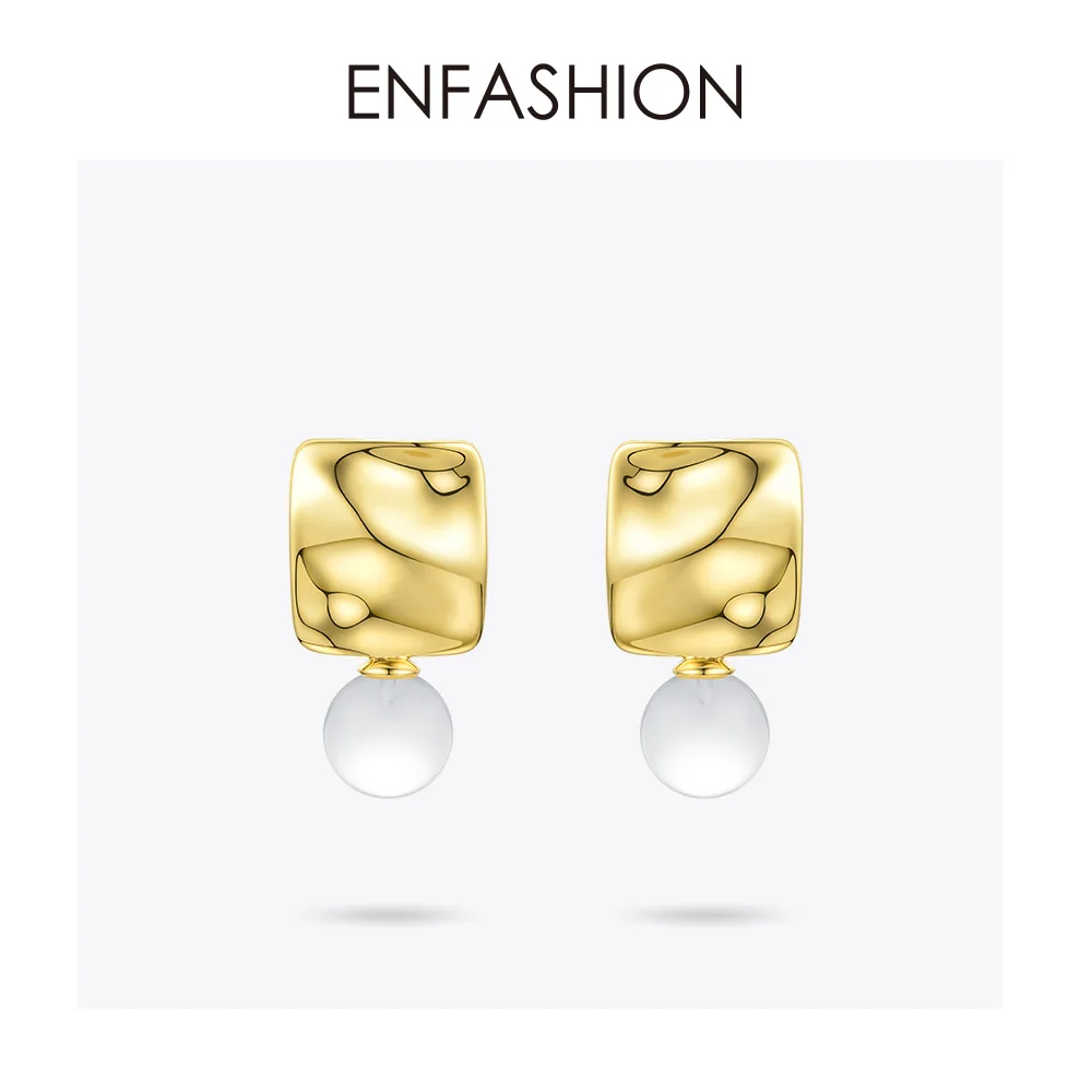 ENFASHION капли воды форма Кристалл Висячие серьги для женщин милые геометрические висячие серьги, ювелирные изделия Kolczyki EC191064 - Окраска металла: Yellow gold color