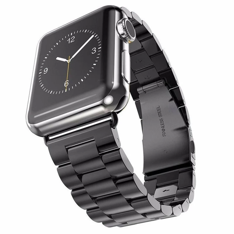 Ремешок для Apple Watch Series 5 4 3 2 Band 42 мм 40 44 черный браслет из нержавеющей стали iWatch 38