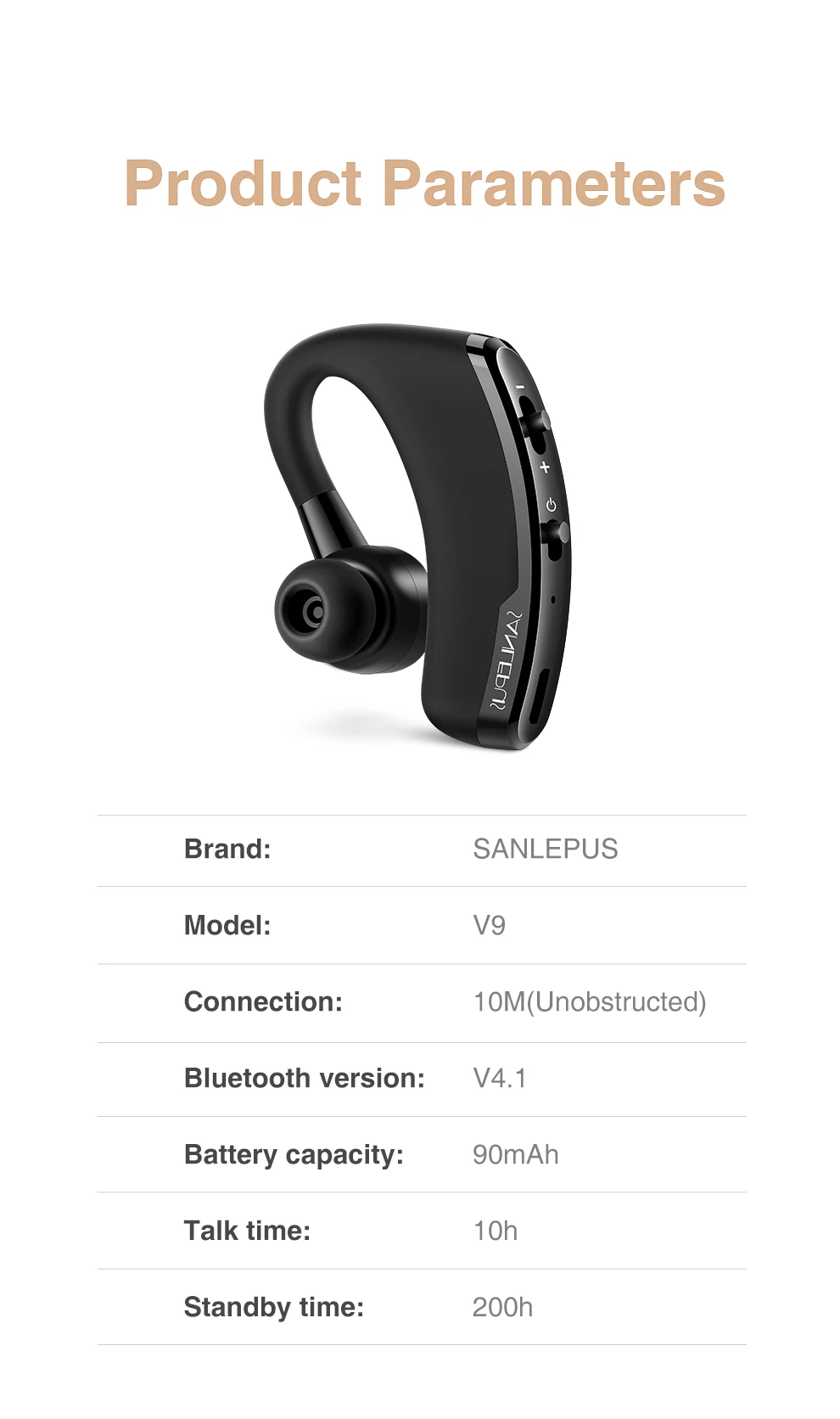 SANLEPUS Быстрая зарядка Bluetooth гарнитура бизнес беспроводные наушники автомобильный телефон Handsfree MIC музыка для iPhone Xiaomi samsung
