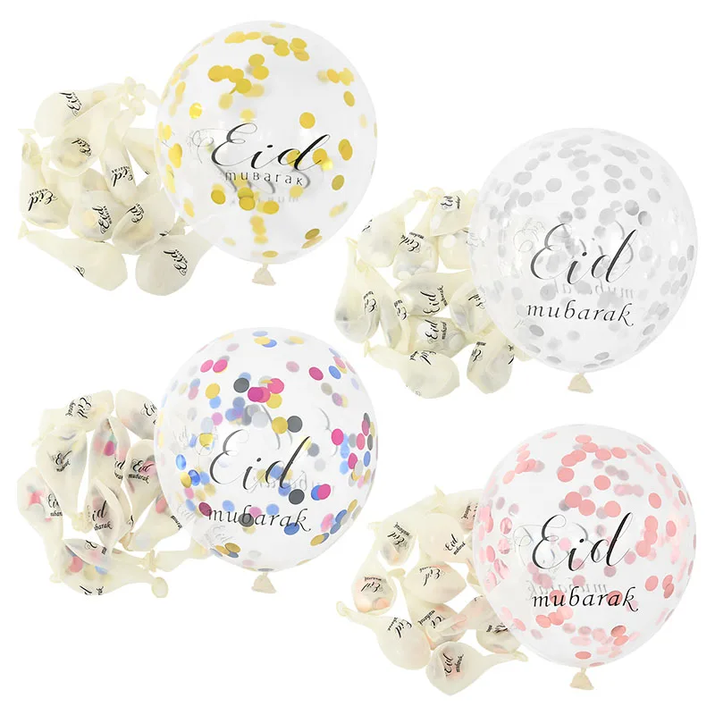 

5/10pcs Eid Mubarak Confetti Latex Balloon Transparent Ballon Ramadan Kareem Decoration DIY Muslim Islamic Party Decor Globos