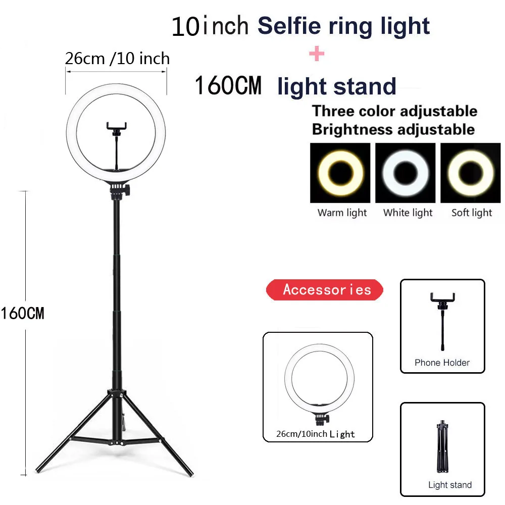 

Video Lights Dimmable Light Selfie LED Ring Light USB Ring Lamp With Tripod Stand Rim Of Light To Make TikTok Youtube ringlight