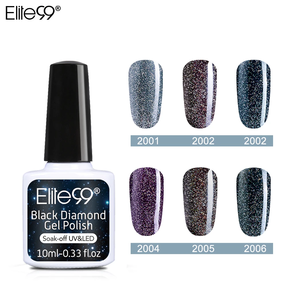 Elite99 10 мл черных масок Diamond УФ-гель для ногтей голографическая блестящие
