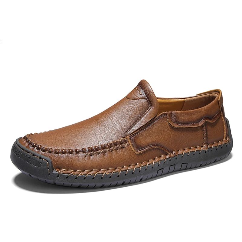 

Handmade Genuine Leather Shoes Men Casual Leather Shoes Soft Slip On Men Loafers Breathable Men Flats Walking Shoes