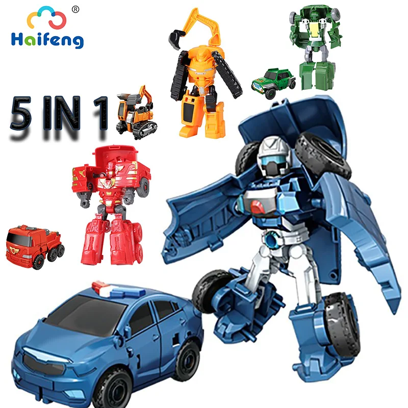 

5IN1 Transformation Robot Boys Children's Toys One Step Deformation Model Deformed 17cm Figures Dinosaur Car Toy for Boy Gift