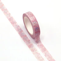 1pc 10mm10m foil pink lucky four leaf clover designs washi tape wide sticky adhesive tape scrapbooking album diy decorativetape