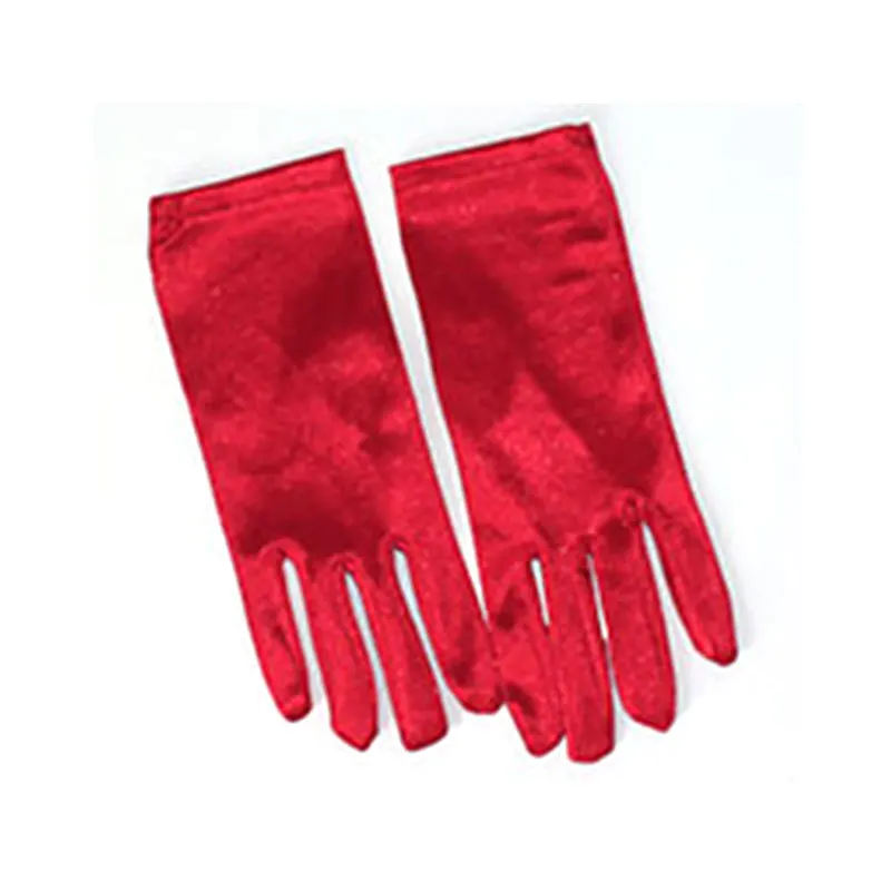

Fashion Women Short Satin Evening Dress Etiquette Gloves Black White Red Stretchy Dance Performance Prom Ball Gloves
