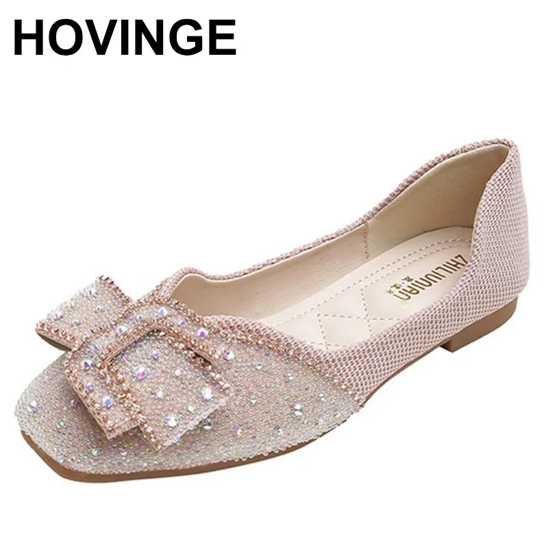 

Женские туфли с острым носком HOVINGE, черные туфли на плоской подошве, с закрытым носком, большие размеры,