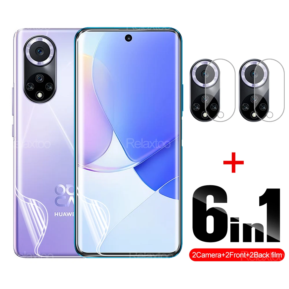 

6in1 For Huawei Nova 9 Phone Screen+Camera Film Huwei Nova9 SE 9SE Nova 8i 8 Not Glass Full Cover Soft Hydrogel Protective Film