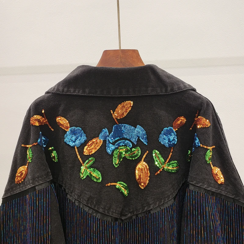 Женское свободное джинсовое пальто Veste femme printemps Черное Осеннее уличное