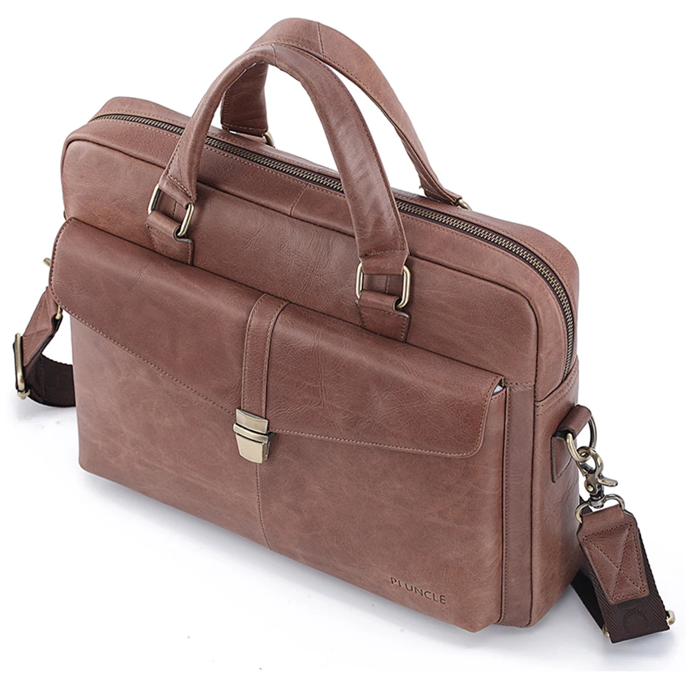 Мужской кожаный деловой портфель сумка для компьютера работы ноутбука через