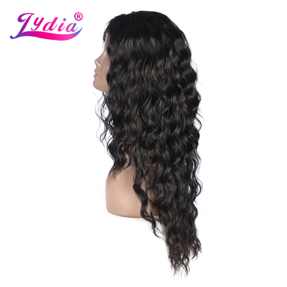 Lydia 60CM Long Wave Synthetic Cosplay Wigs With Natural Hair Line Knekalon Heat Resistant Black All Color Available For Women