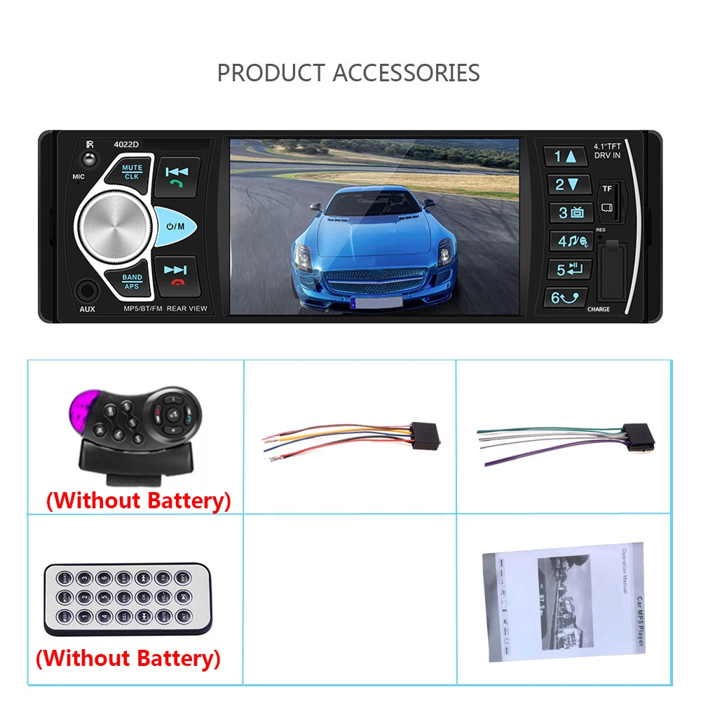 Автомагнитола AMPrime 4,1 дюйма, 1 Din, Авторадио, аудио, стерео, FM, BT, дистанционное управление на рулевом колесе, 1 Din, мультимедийный плеер, резервн... (art.: 7b1058bb5) - 7b1058bb5