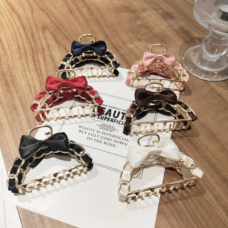 

Hairpin Elegant Chain Temperament Bow Tie Metal Semicircle Simple Versatile Large And Exquisite Заколка Для Волос Аксессуары