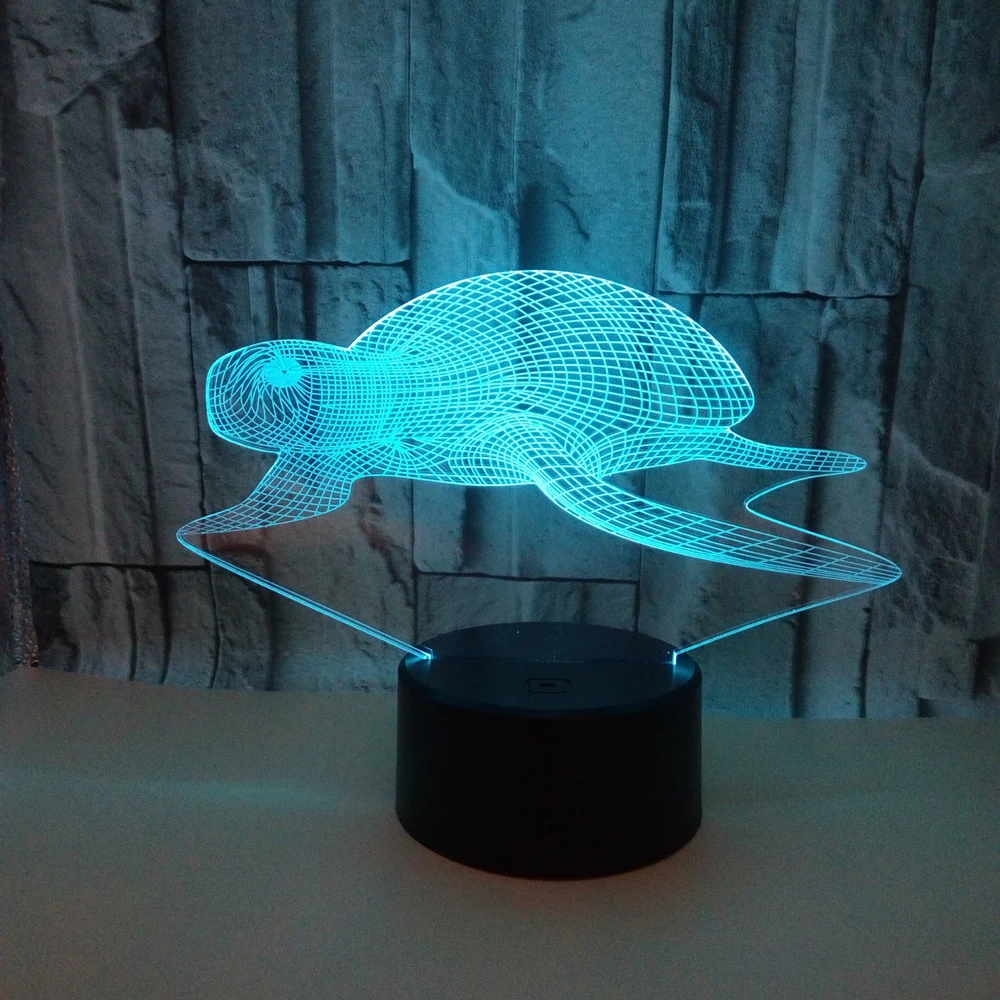 Ночсветильник в виде морской черепахи с дистанционным управлением 7 цветов 3D
