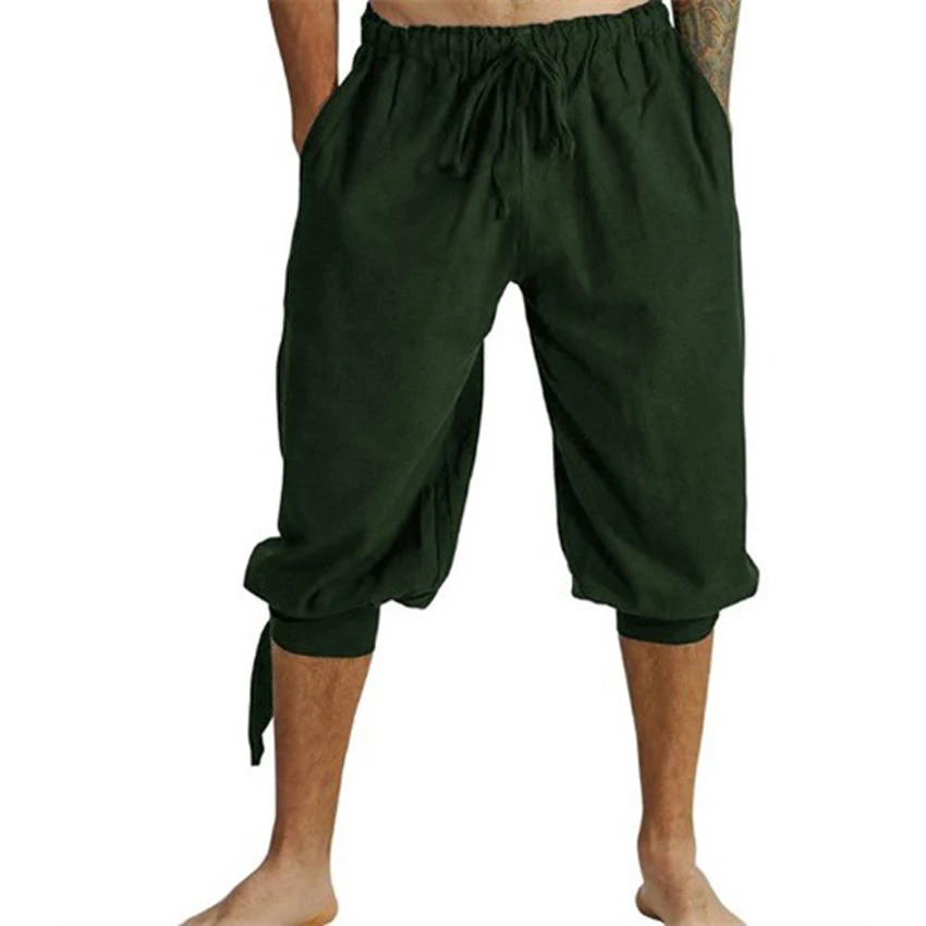 Стимпанк мужские укороченные брюки Ренессанс пират капри средневековый средний