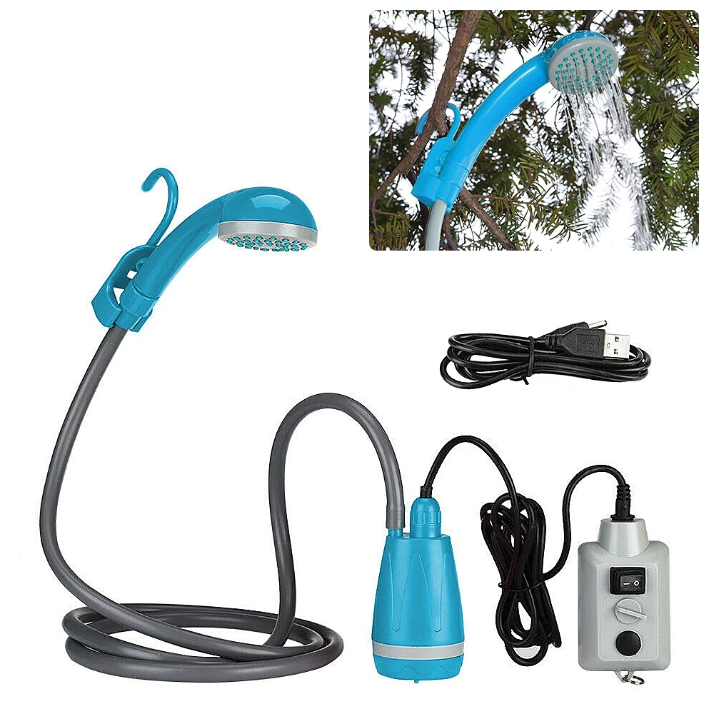 

Portable Outdoor Camping Shower USB Rechargeable Shower Head Water Nozzle Sport Travel Caravan Van Car Washer Camping Shower