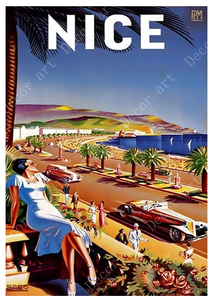 Прованс Ницца Франция поп арт путешествия холст живопись винтажная стена крафт