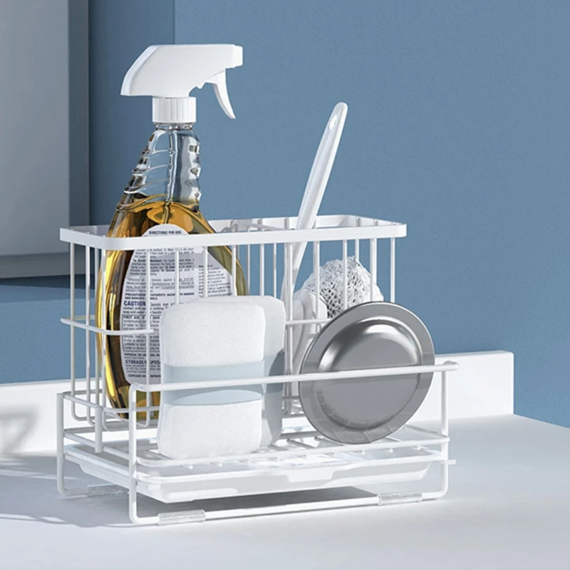 

50LB губки стеллаж для выставки товаров с лотком для слива мыльная щетка держатель полки Органайзер мультифункциональная сумка Кухня очистк...