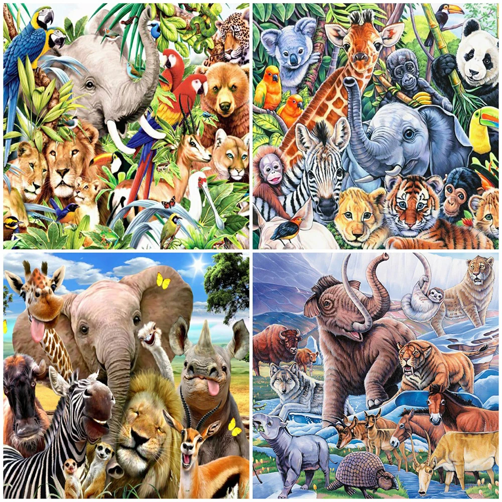 

MomoArt 5D DIY Бриллиантовая мозаичная фигурка животного картина Стразы Алмазная вышивка слон рукоделие бисера алмазов картина Лев стены искусс...