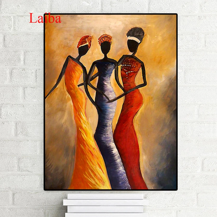 

Portrait Oil Painting on Canvas Posters and Prints Vintage African Woman Scandinavian Canvas Art Wall Picture for Living Room