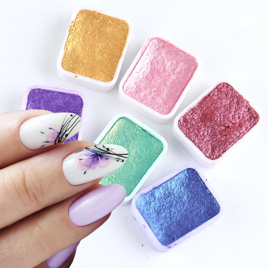 

1pcs Glitter Nail Paint Solid Watercolor Pearl Pigment Drawing Ink Flower Chrome Polish Powder For DIY Nail Art Design