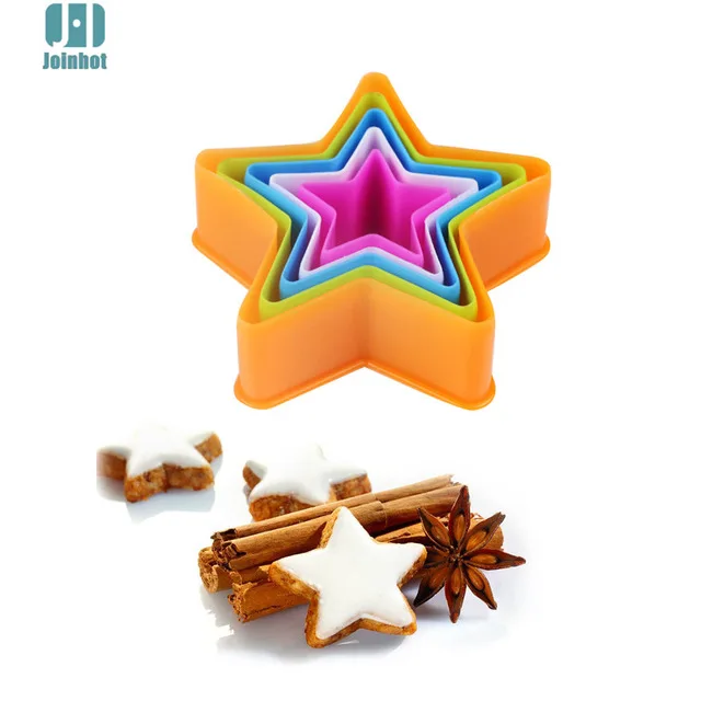 6 шт./компл. Star usb флеш-накопители, пластиковый Рождественский торта печенье резец печенья штамп fondant(сахарная) 3D инструменты для украшения торта