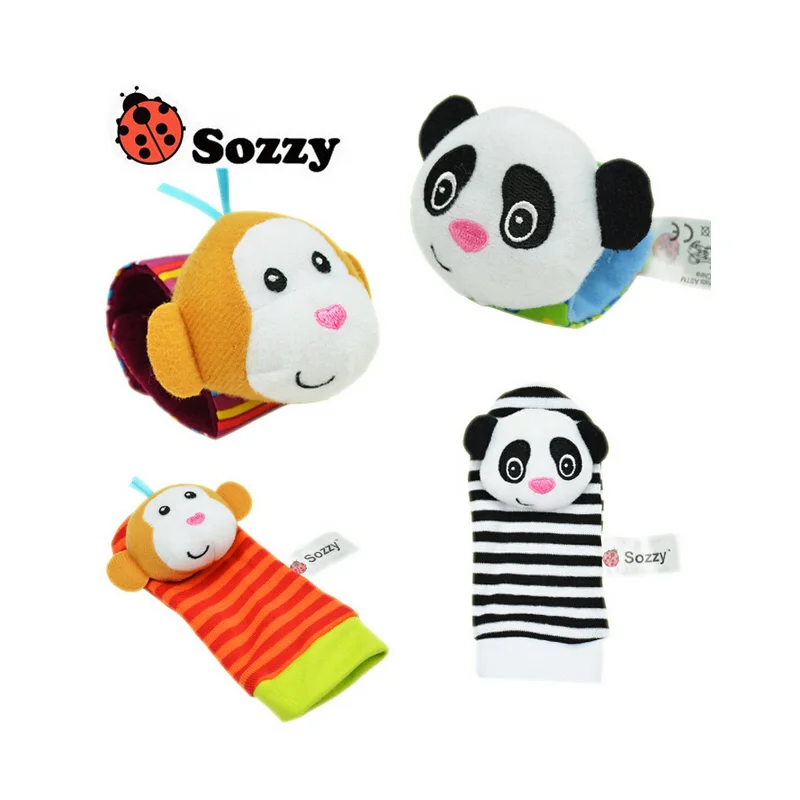 SOZZY/Детские игрушки погремушки Носки в виде животных Ремешок на запястье с