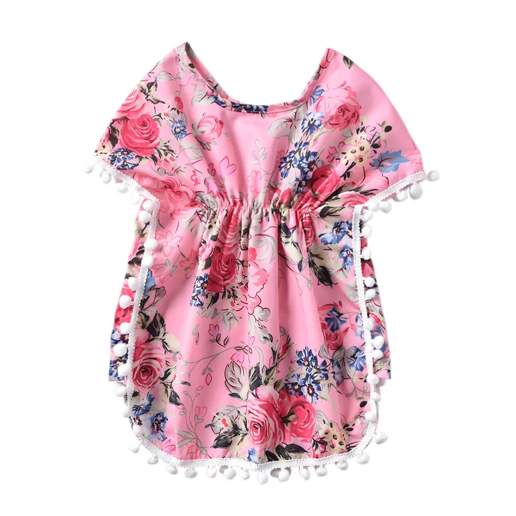 Детское пляжное платье парео с цветочным принтом и кисточками Пляжная накидка