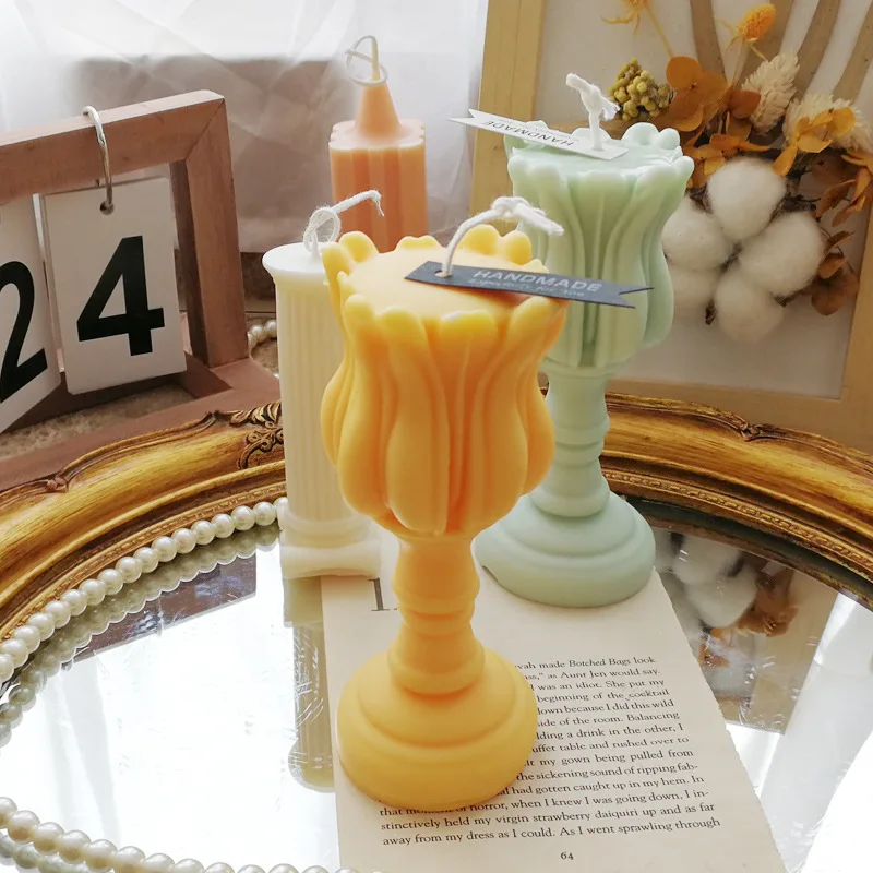 

3D Silicone Candle Mold Tulip Flower Shape Mold, Handmade Aromatherapy Soap Mold for Candle Making Home Decoration