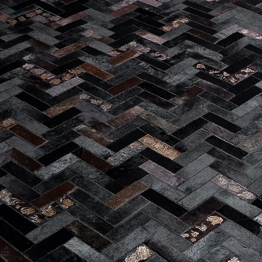 Рабочий коврик из натуральной воловьей кожи в американском стиле черный меховой