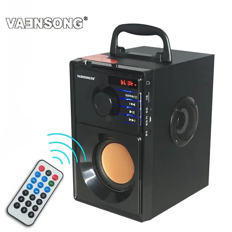 

VAENSONG A10 Portable Stereo Bluetooth Speaker 2.1 Subwoofer can play TF card and USB and FM radio as well as for family travel