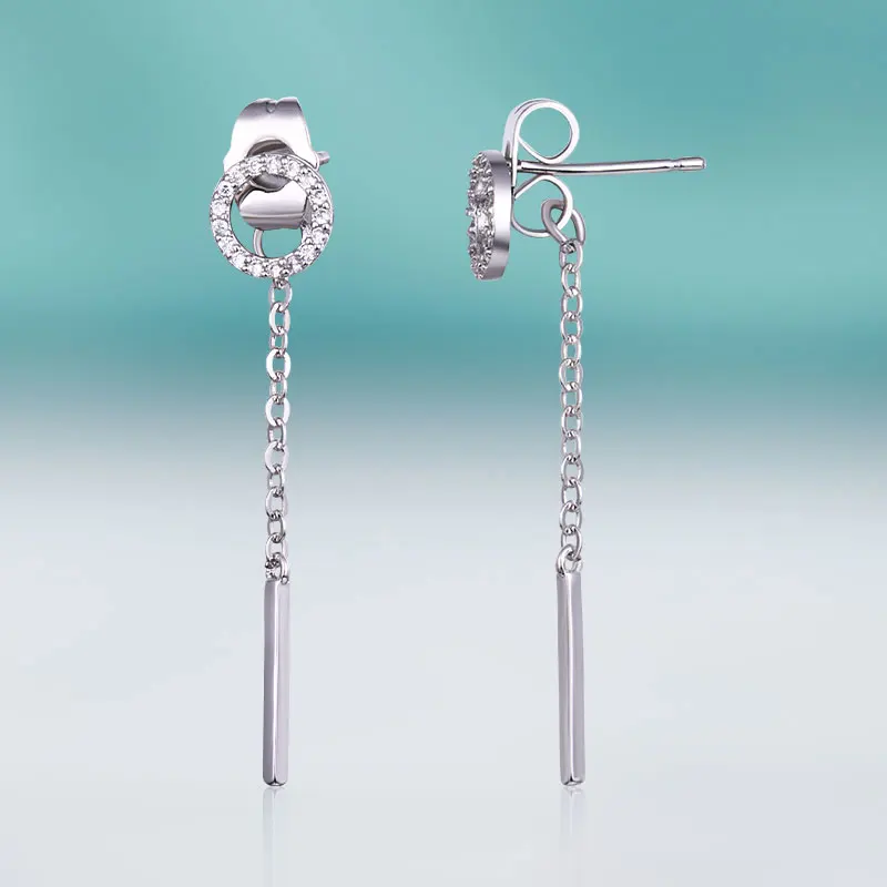 MAIKALE, простые круглые длинные серьги с цирконием, медные серьги на цепочке для женщин, золотые/серебряные серьги, модное ювелирное изделие, подарок