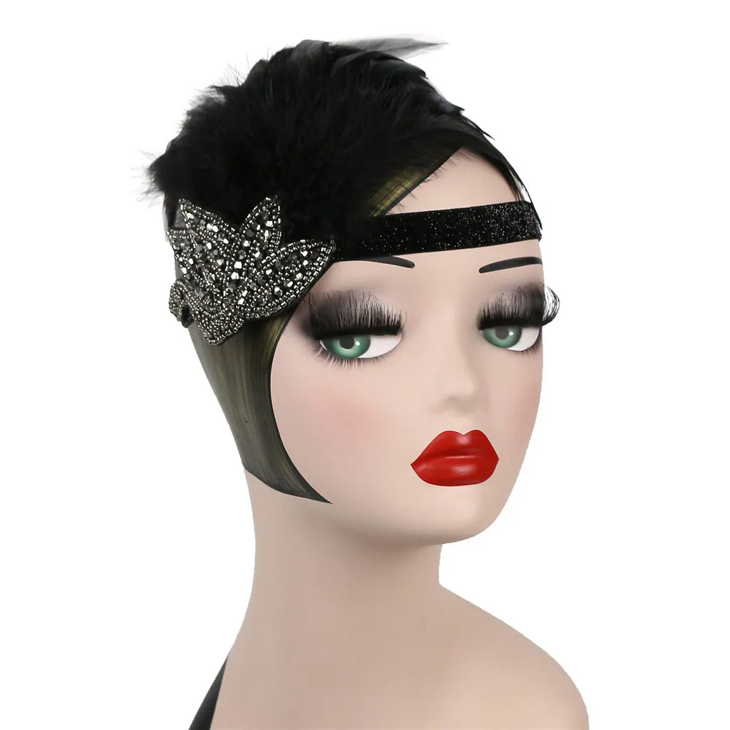 Женская повязка на голову с перьями элегантная вечерняя цветами и аксессуар для