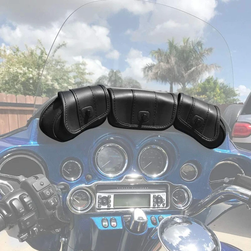 

Motorcycle Windshield Bag, Motorcycle Front Windshield Kit for Street Glide Windshield Bags(Black)