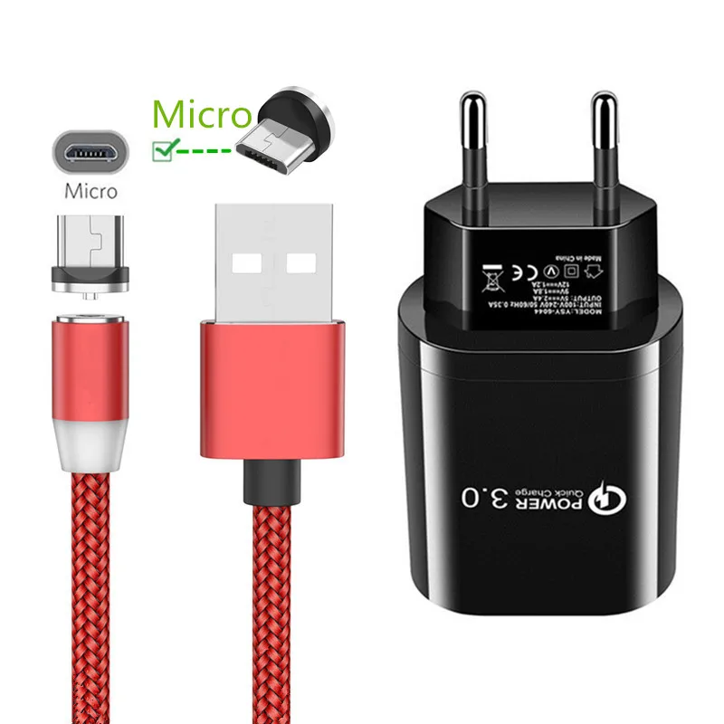 Магнитный кабель Micro usb 1 м для Samsung S7 edge A5 A6 A7 2018 Huawei Honor 7A 8A 8X Xiaomi Redmi 7 Sony Meizu M5 M6