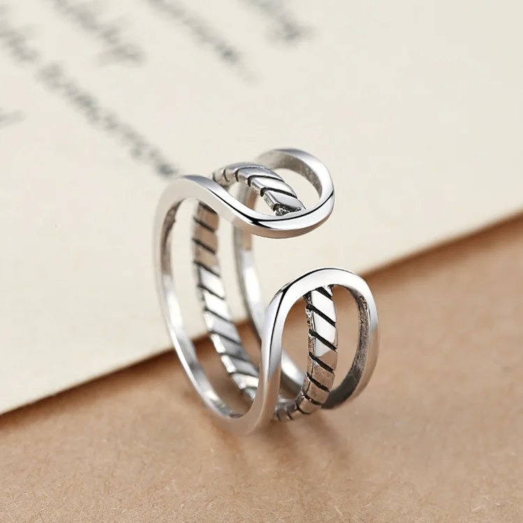 

DIEERLAN Boho Vintage 925 Sterling Silver Layer Rings For Women Men Big Open Finger Rings Party Gifts Anillos