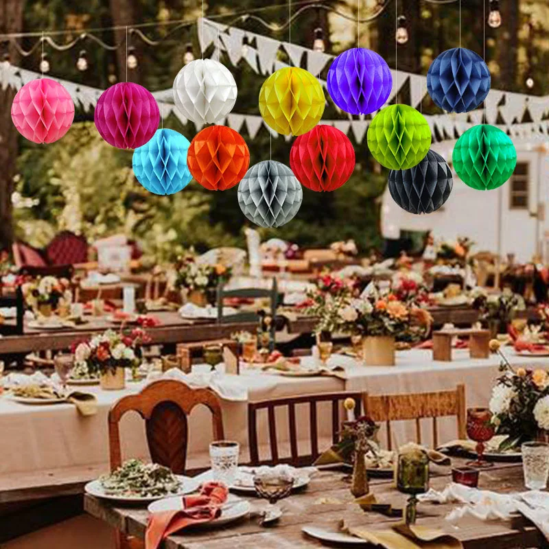 

8Pcs Honeycomb Ball Paper Lantern Ornaments Wedding Scene Decoration Birthday Party Creative DIY Holiday Celebration Crafts