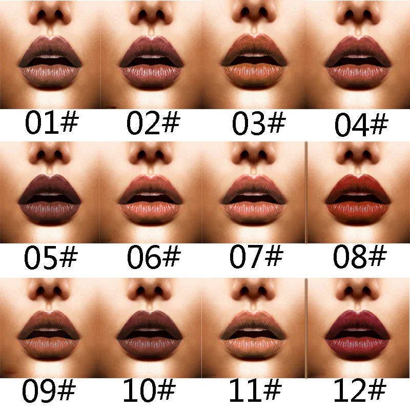 MISS ROSE 12 цветной блеск для губ квадратная трубка тупой черный чехол