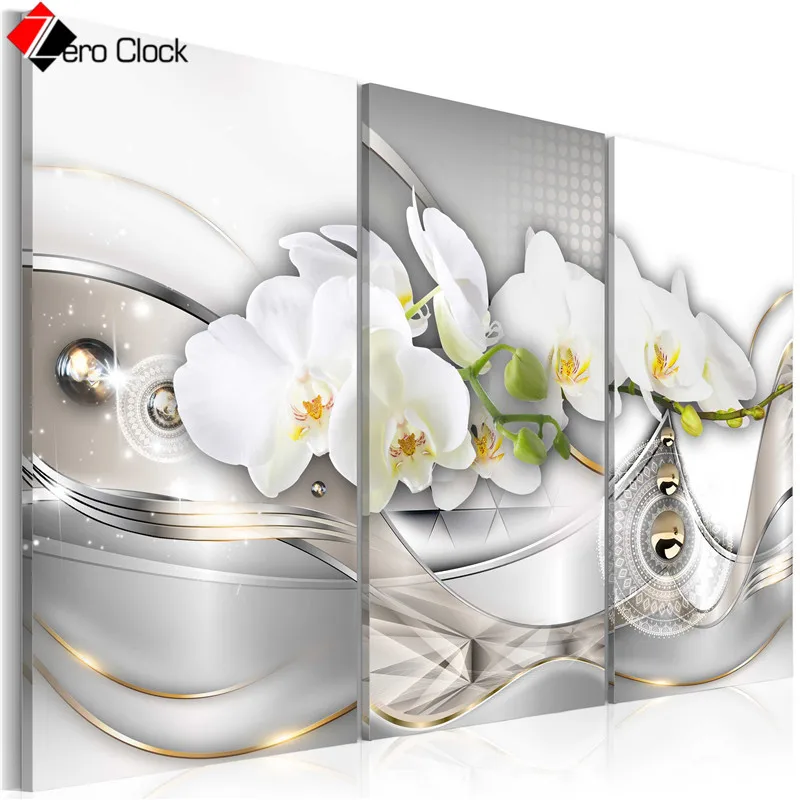 3 предмета в комплекте цветы холст живопись белые орхидеи постеры и принты