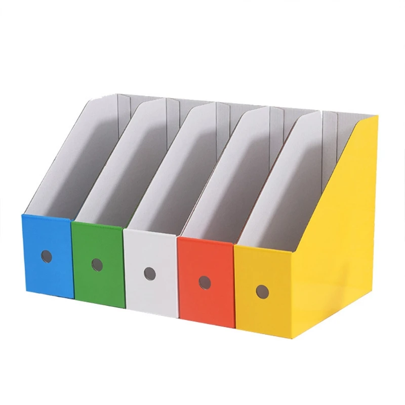 

67JB 5pcs Paper Cardboard File Magazine Holder Colorful Desk Storage Organizer Rack