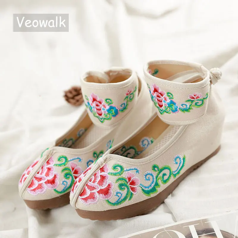Veowalk/женские в винтажном стиле Женская обувь с ремешком на щиколотке парусиновая