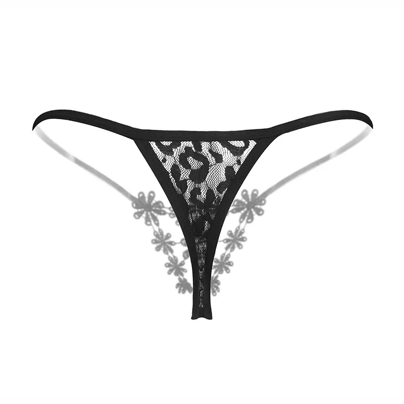 Flower embroidery sexy thongs women's low waist panties hollow temptation hot |