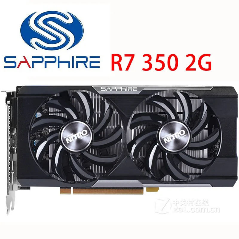 Видеокарта SAPPHIRE R7 350 2 Гб, GDDR5 R7-350 бит, для AMD Radeon R7 350 R7 series R7350 HDMI DVI VGA, б/у