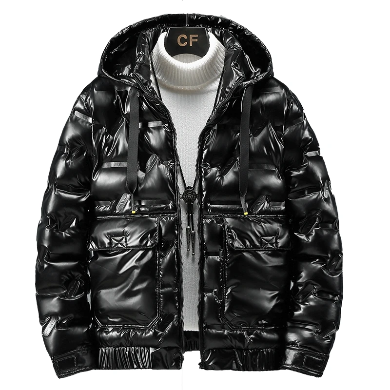 

Толстая Теплая мужская зимняя однотонная куртка с капюшоном, парка, верхняя одежда, повседневная модная ветровка, верхняя одежда на молнии, ...