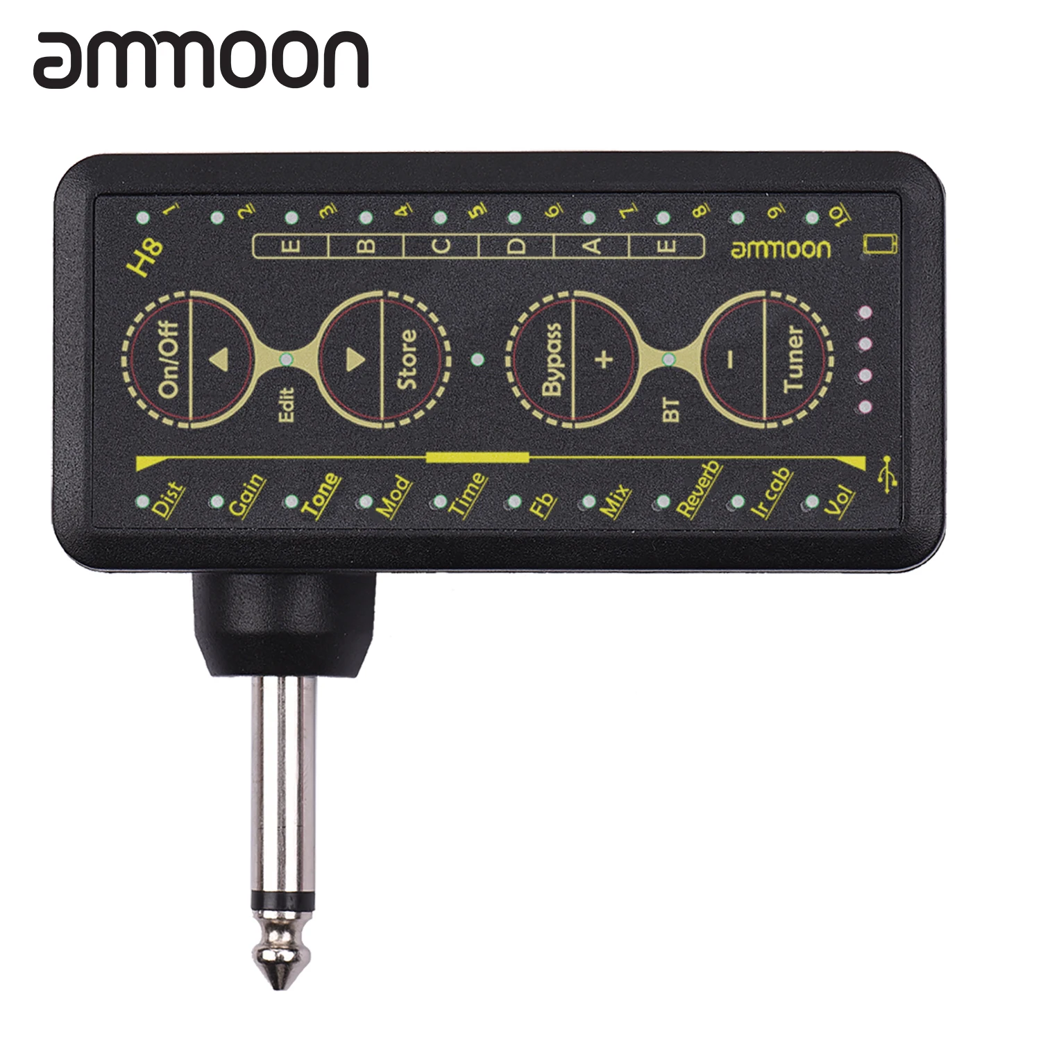 

ammoon Multi-effects Guitar Headphone Amplifier Rechargeable Pocket Headphone Guitar Amp with 3.5mm Jack 10 Classic Preamp