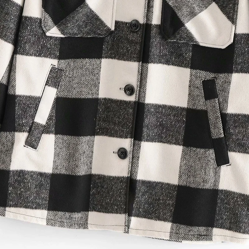

2020 Autumn Women Plaid Shirts Jackets Coats Long Sleeve Turn-down Collar Loose Jacket Female Casual Plus Size Jackets Outerwear
